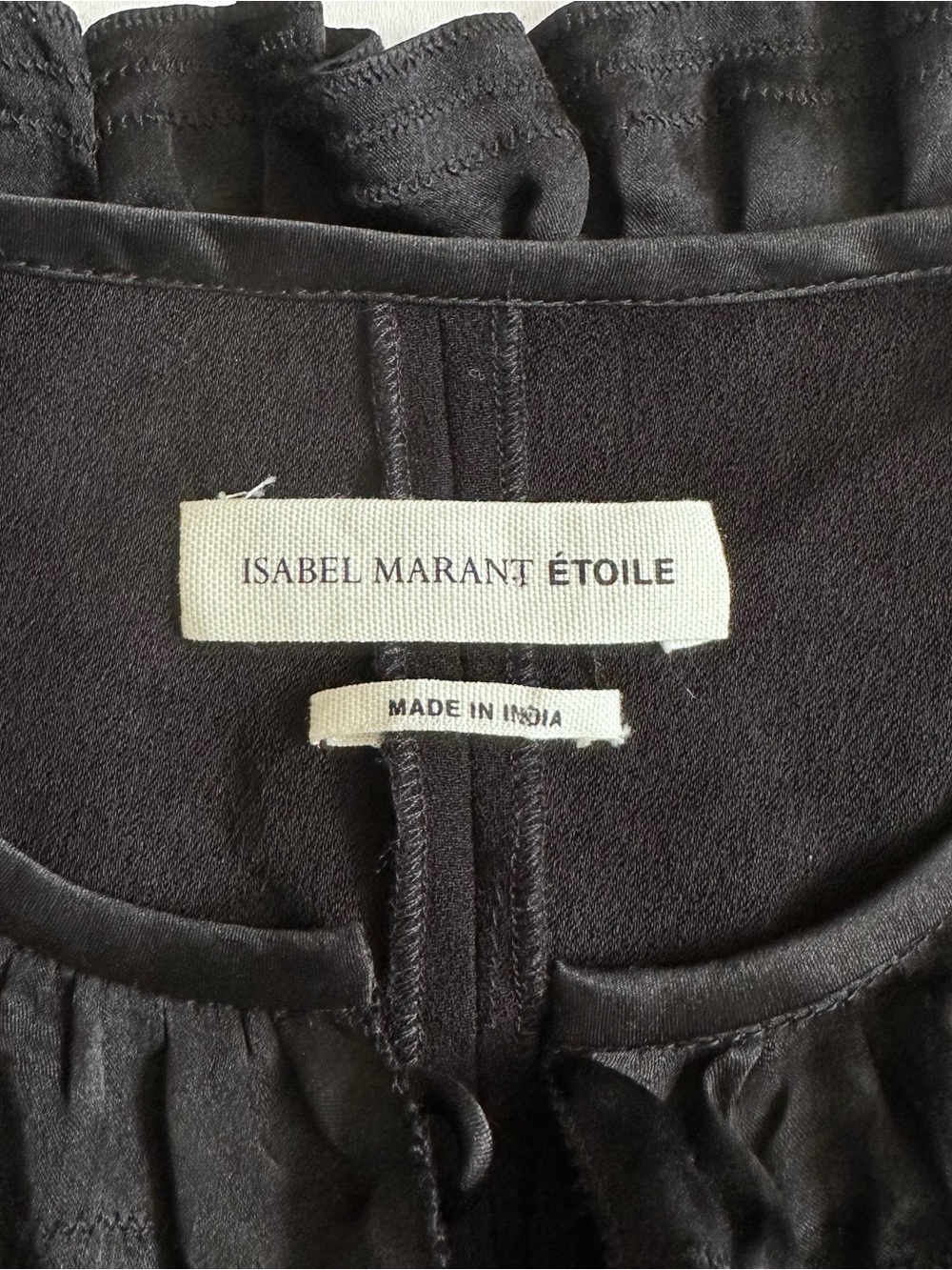 Isabel Marant Black Long Sleeve Top Silk Collar Size Small - Picture 2 of 4